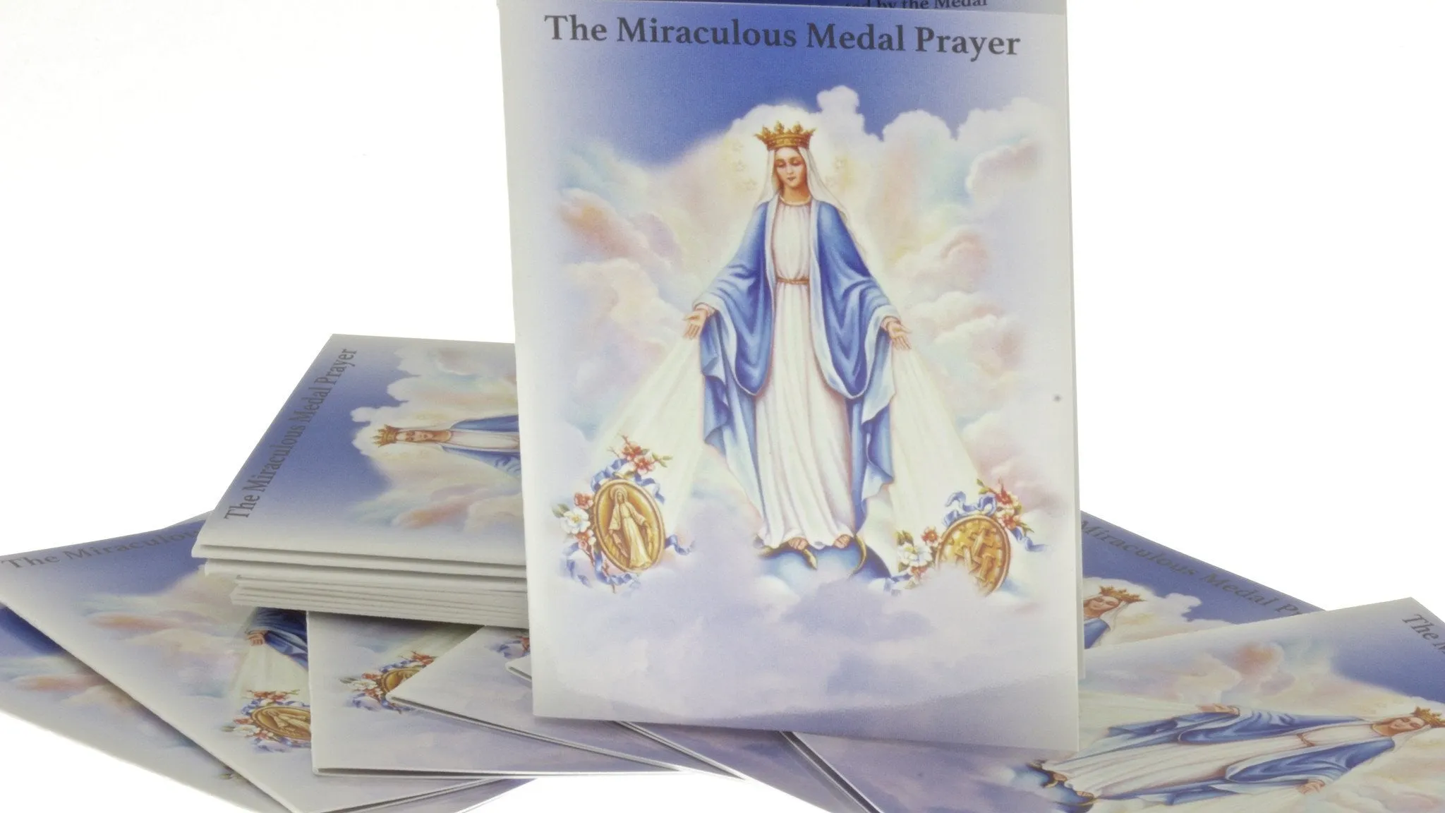 10 Light Blue Cord Miraculous Medal Rosary Bracelets with Prayer Booklets