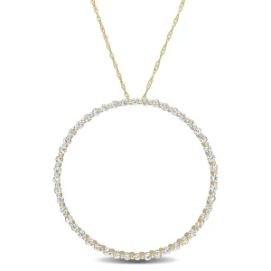 10K Yellow Gold Sapphire Round Pendant