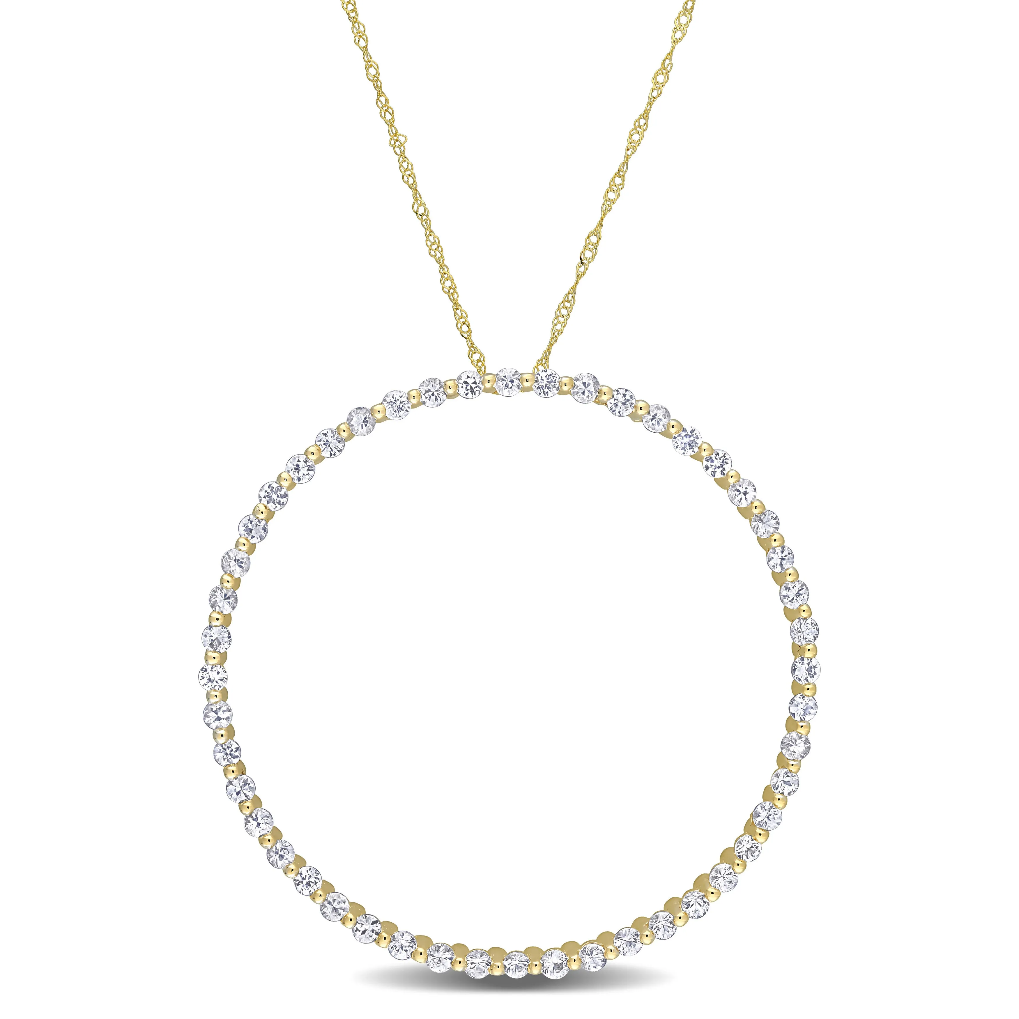 10K Yellow Gold Sapphire Round Pendant