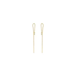 14k Baguette Diamond Loop Threader Earrings