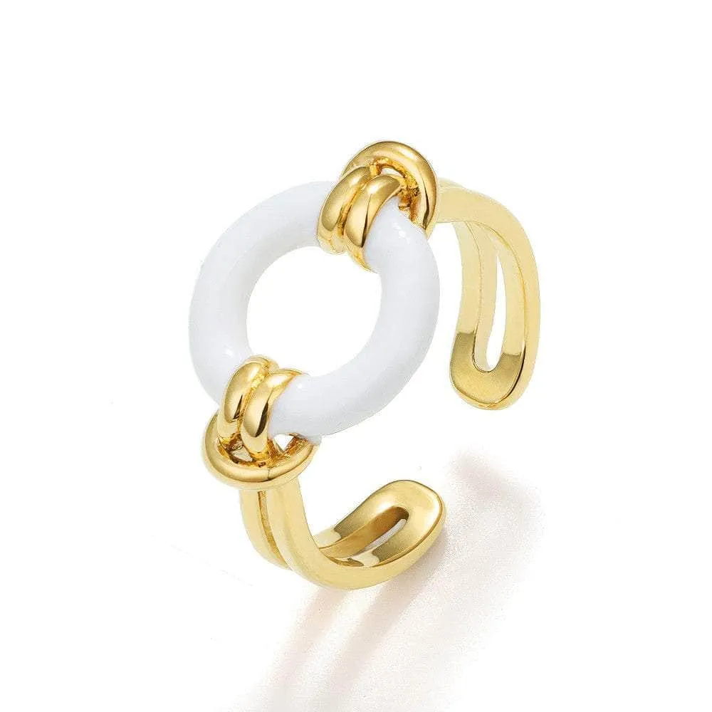 14k Gold Bamboo Adjustable Three Set Cuff Ring