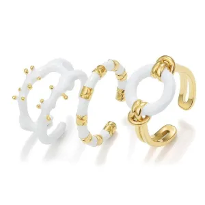 14k Gold Bamboo Adjustable Three Set Cuff Ring