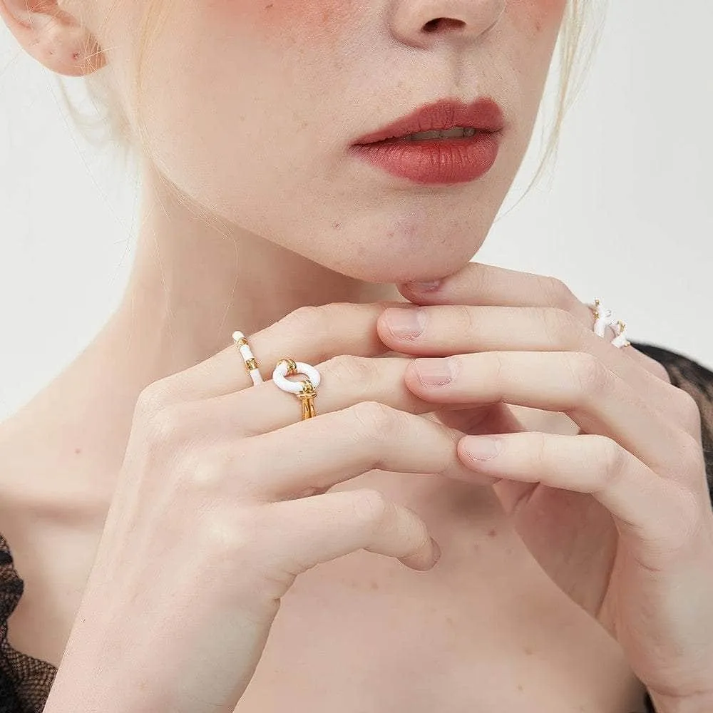 14k Gold Bamboo Adjustable Three Set Cuff Ring