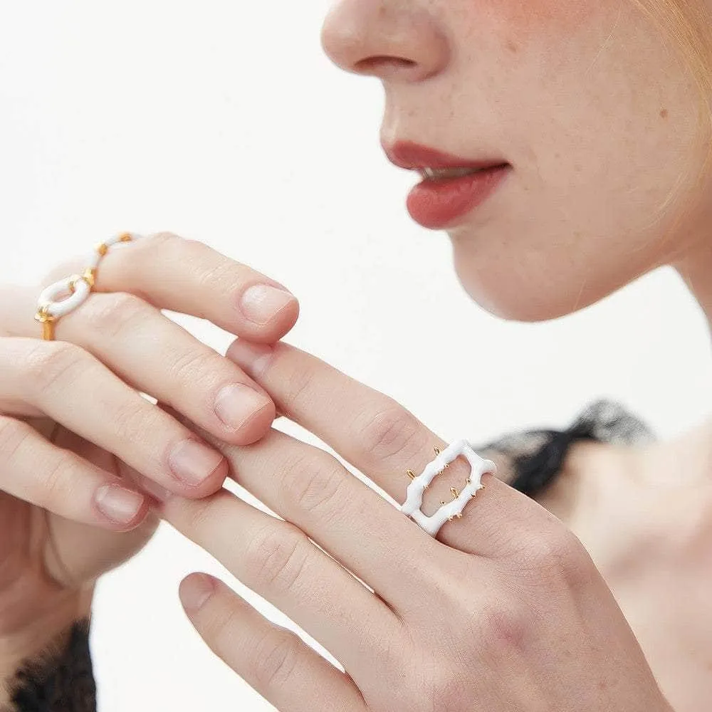 14k Gold Bamboo Adjustable Three Set Cuff Ring