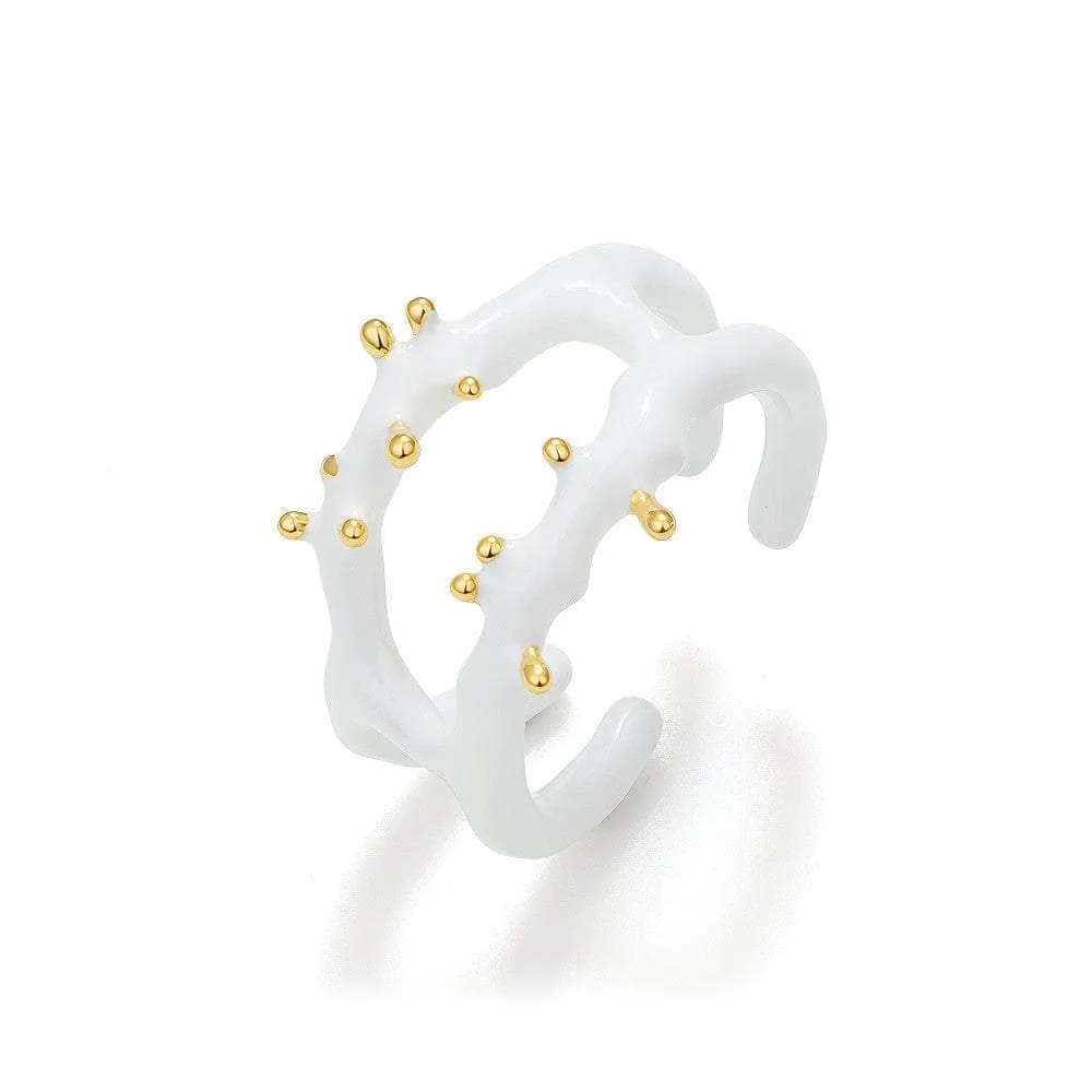 14k Gold Bamboo Adjustable Three Set Cuff Ring