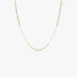 14k Two-Tone Link Layering Paperclip Necklace