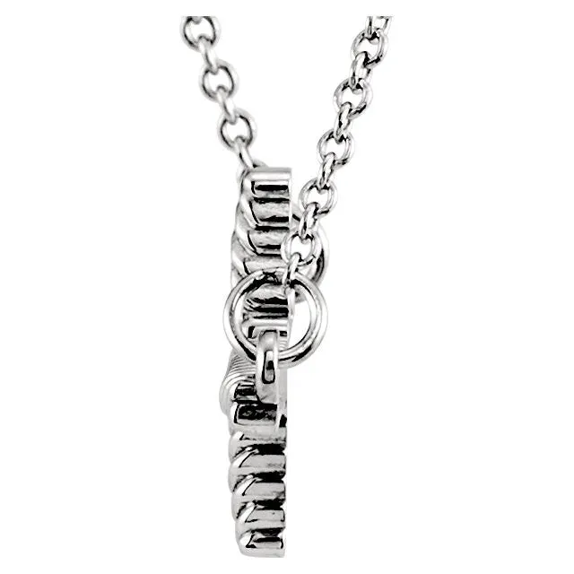 14k White Gold 11.3x20.15mm Sideways Rope Cross 16.5" Necklace