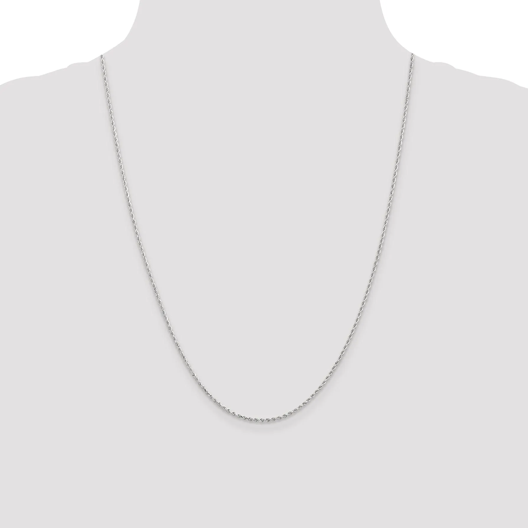 14k White Gold 1.3mm D.C Rope Chain