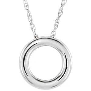 14k White Gold 18x13mm Circle Chain Slide 18" Necklace