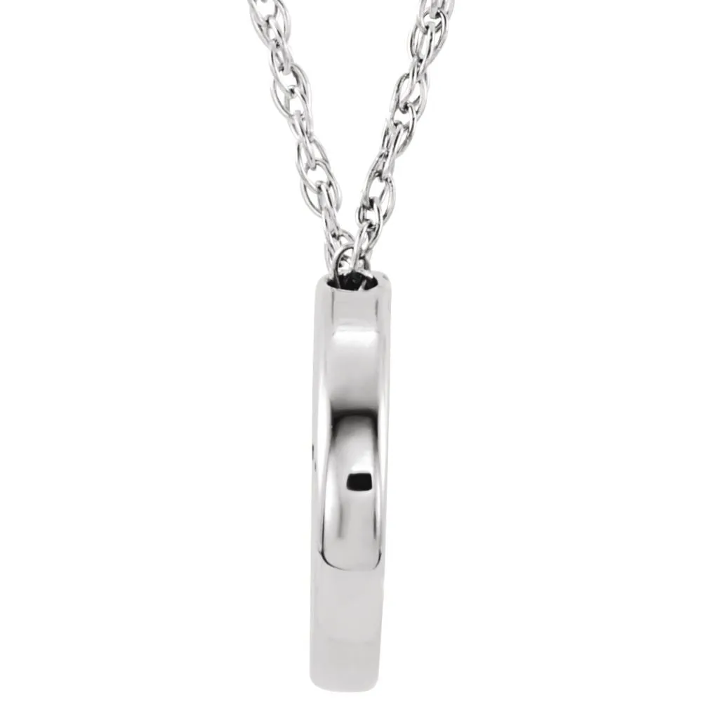 14k White Gold 18x13mm Circle Chain Slide 18" Necklace
