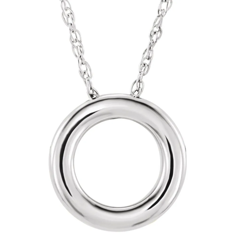 14k White Gold 18x13mm Circle Chain Slide 18" Necklace