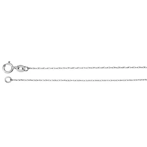 14k White Gold .75mm Solid Rope 24" Chain