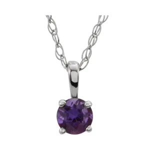 14k White Gold Imitation Amethyst "February" Birthstone 14" Necklace