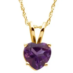 14K Yellow 6x6 mm Heart Amethyst Solitaire 18" Necklace