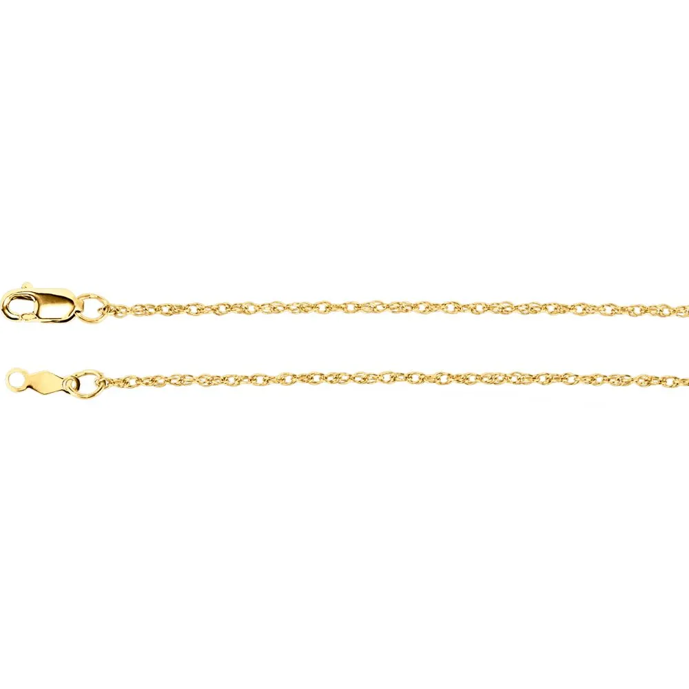 14k Yellow Gold 1.25mm Rope 18" Chain