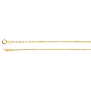 14k Yellow Gold 1.25mm Rope 20" Chain