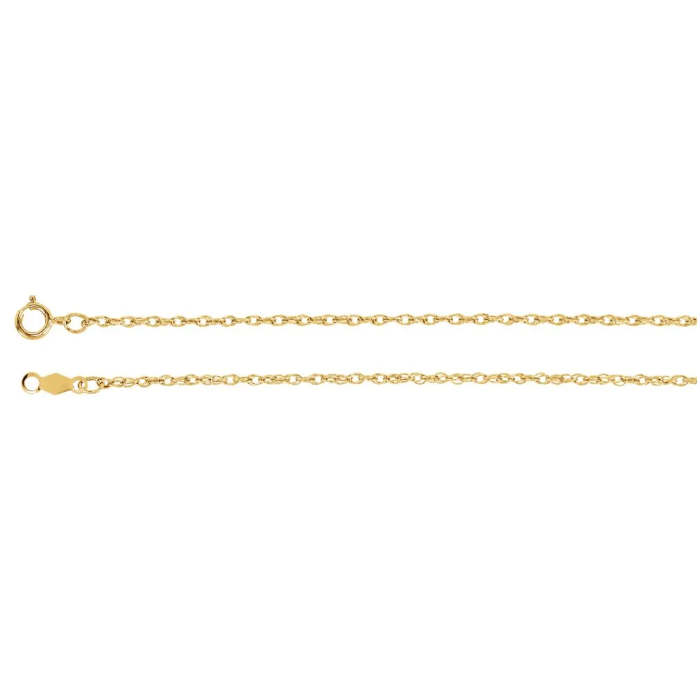 14k Yellow Gold 1.25mm Rope 20" Chain