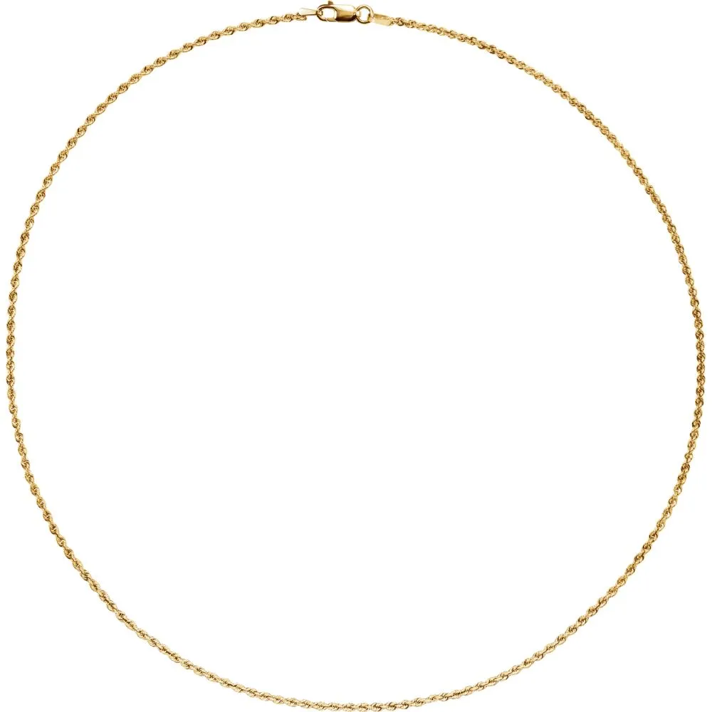 14k Yellow Gold 1.5mm Rope 24" Chain