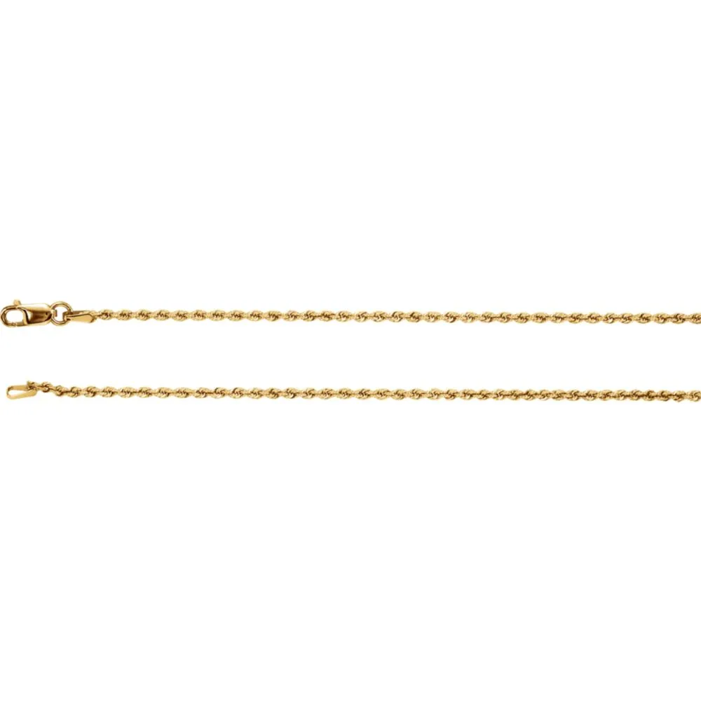 14k Yellow Gold 1.5mm Rope 24" Chain