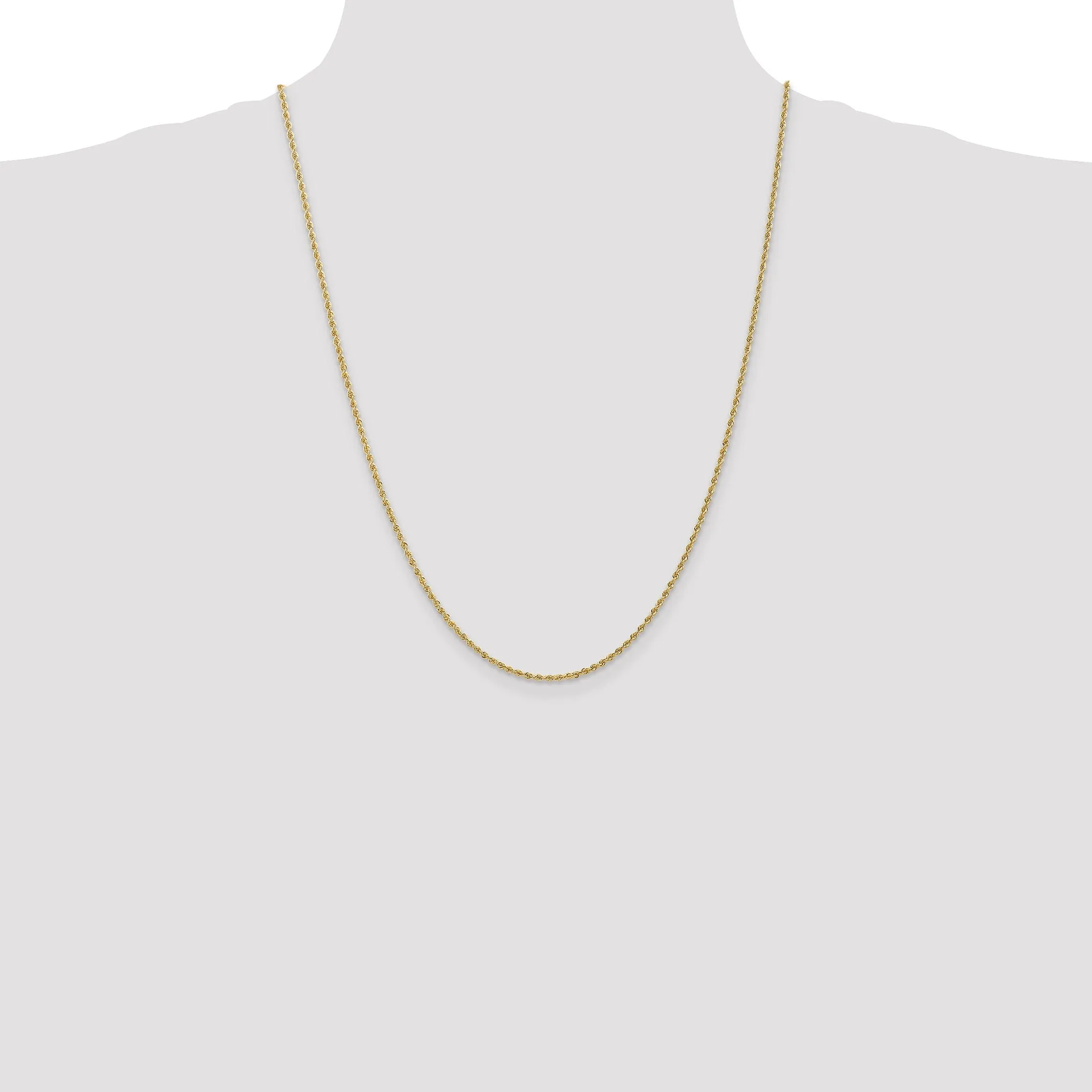 14k Yellow Gold 1.8mm Solid Regular Rope Chain