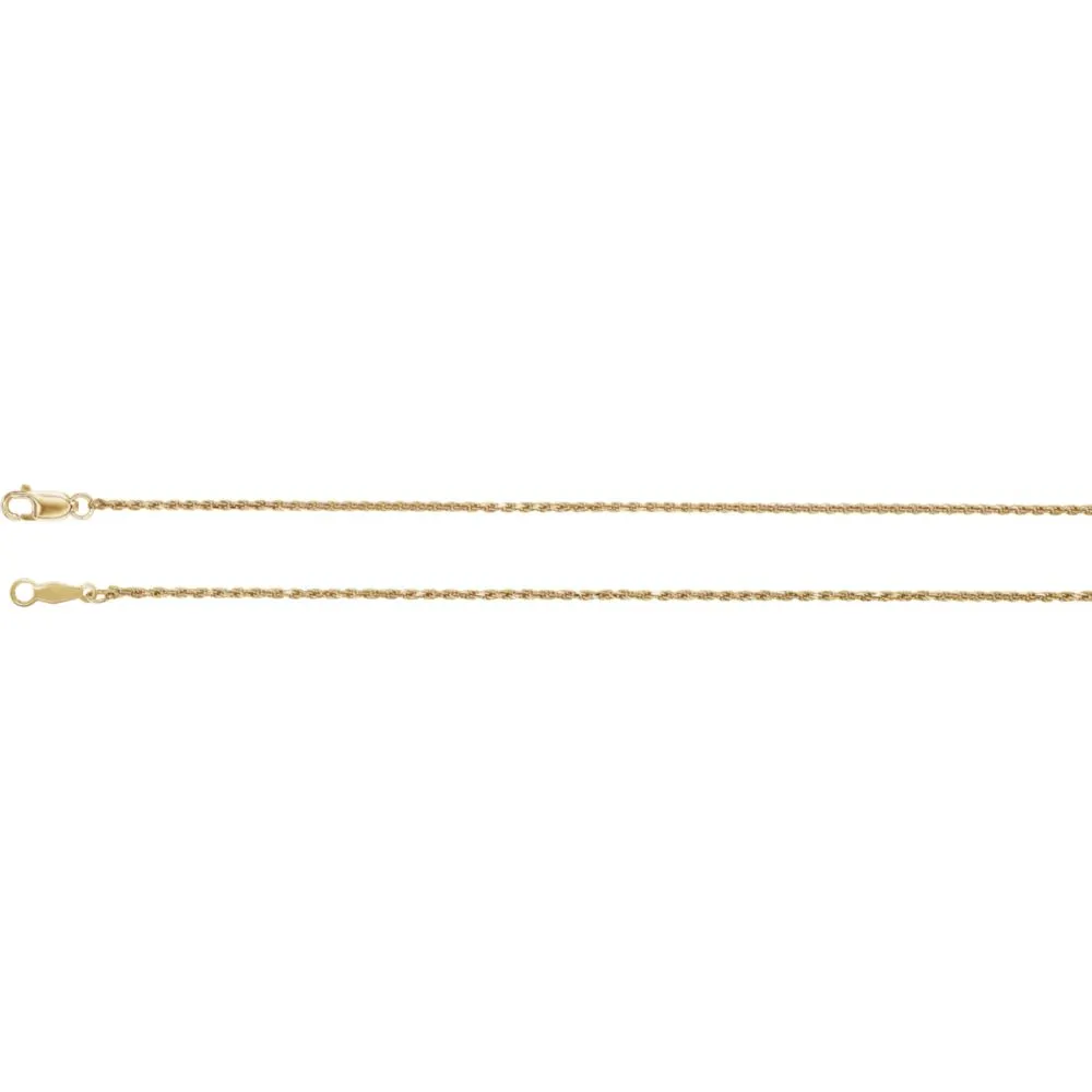 14k Yellow Gold 1mm Diamond-Cut Rope 20" Chain