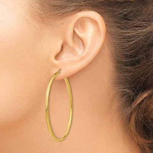 14k Yellow Gold 2.5MM Lightweight Round Earrings