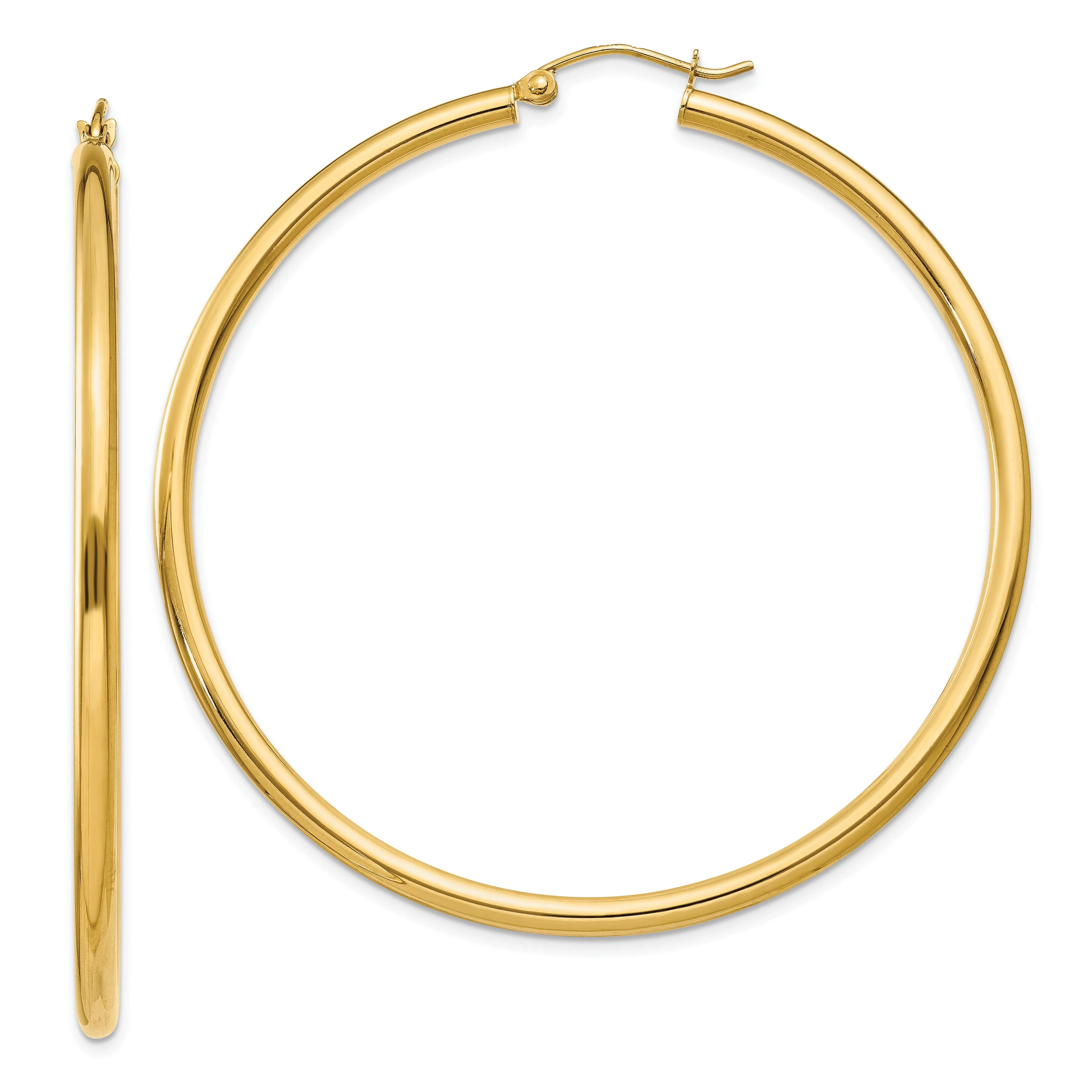14k Yellow Gold 2.5MM Lightweight Round Earrings