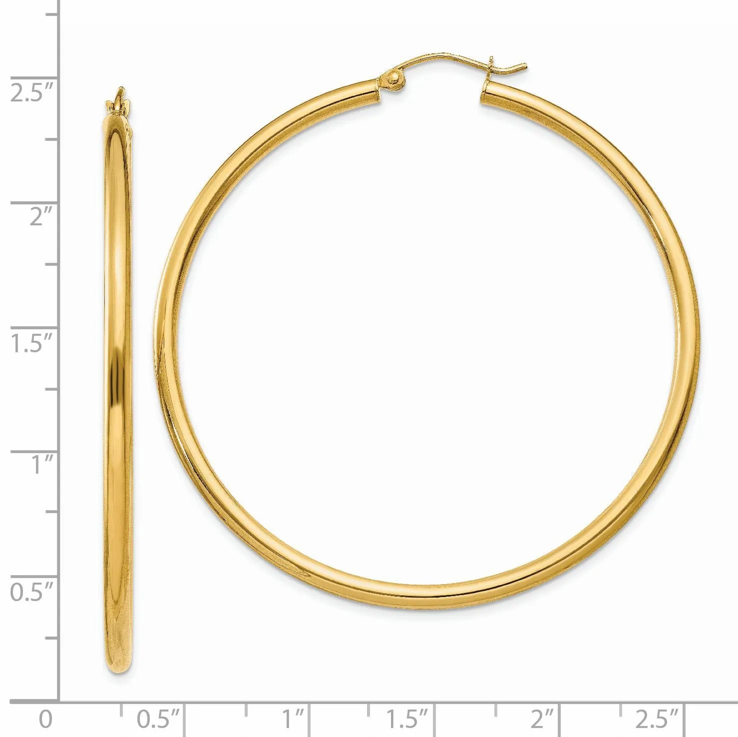 14k Yellow Gold 2.5MM Lightweight Round Earrings