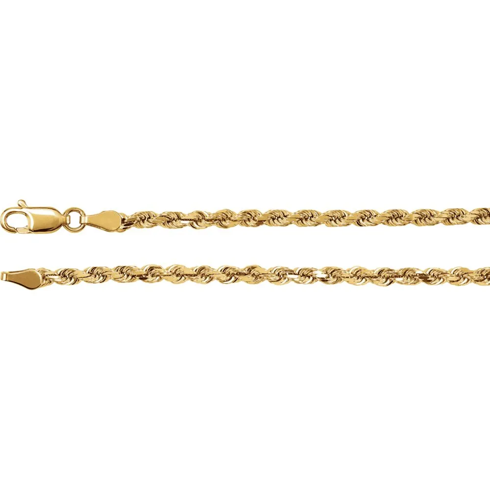 14k Yellow Gold 2.8mm Diamond Cut Rope 24" Chain