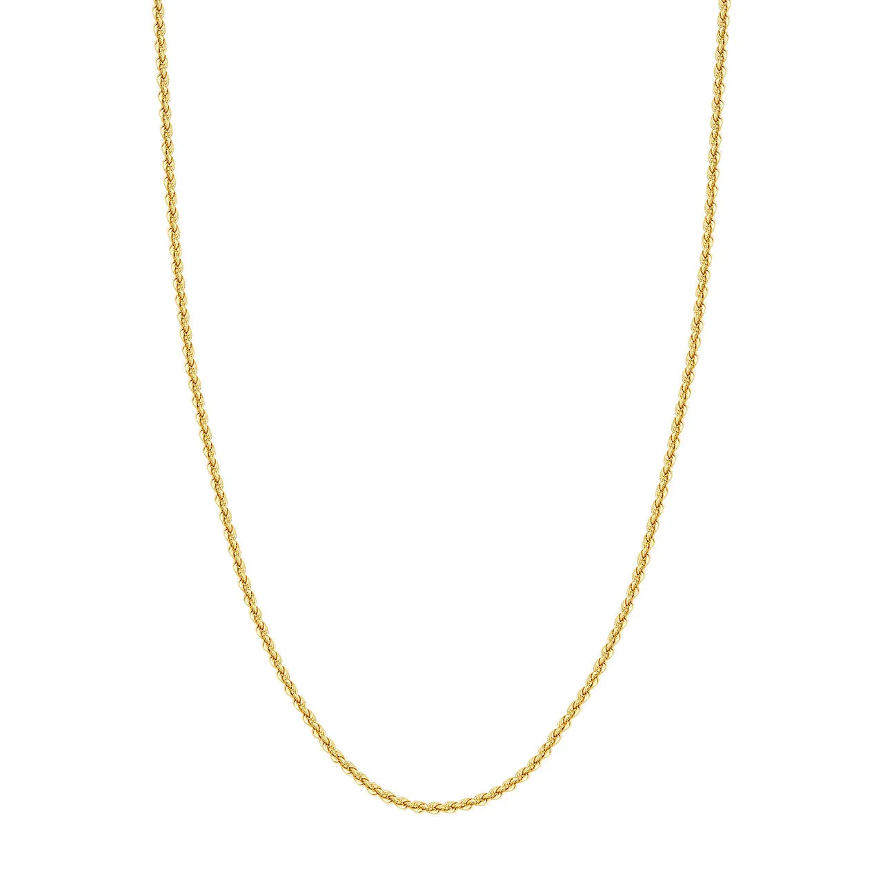 14K Yellow Gold 2.9mm Hollow Rope Chain Necklace