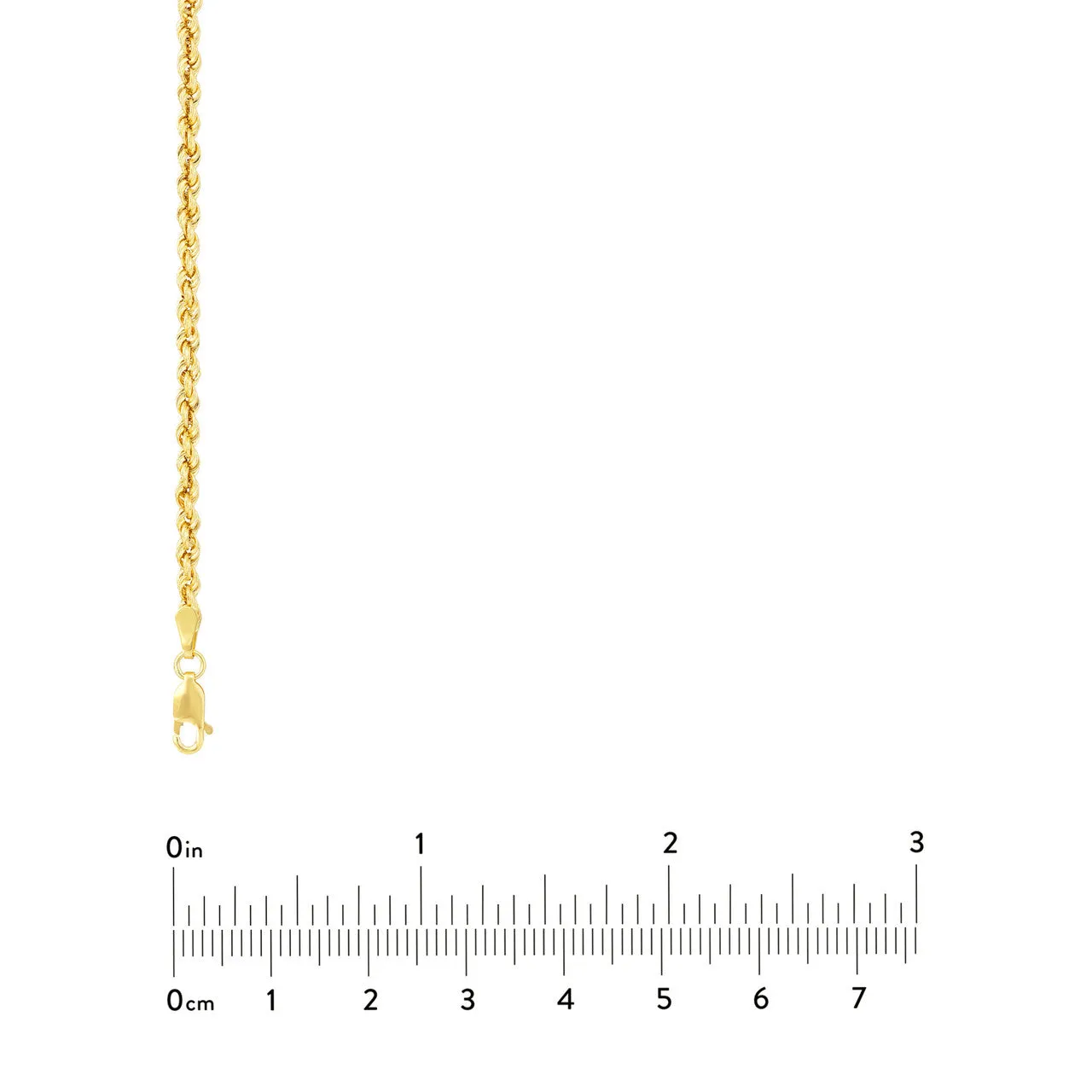 14K Yellow Gold 2.9mm Hollow Rope Chain Necklace