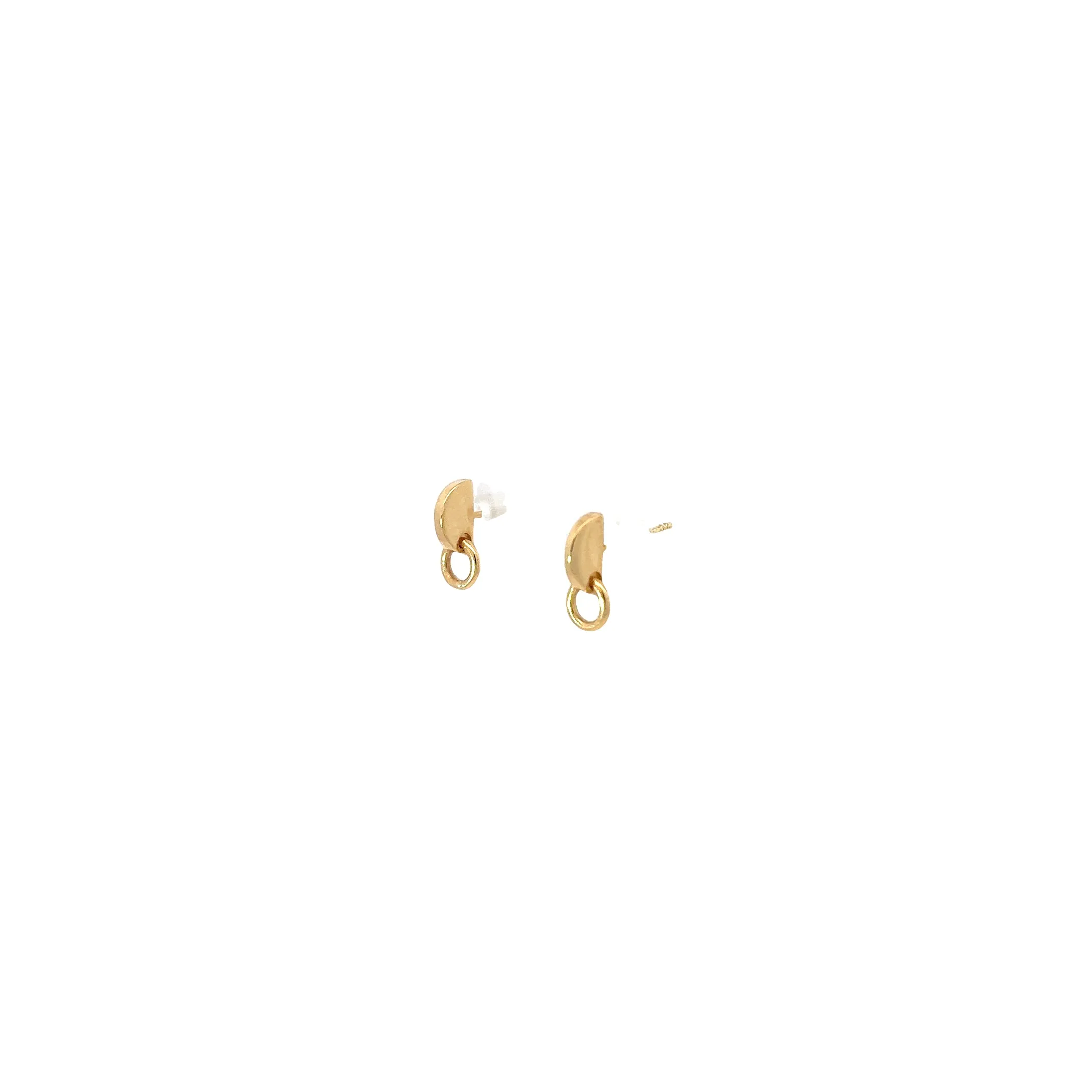14K YELLOW GOLD 3D HALF DISK /LOOP STUD EARRING