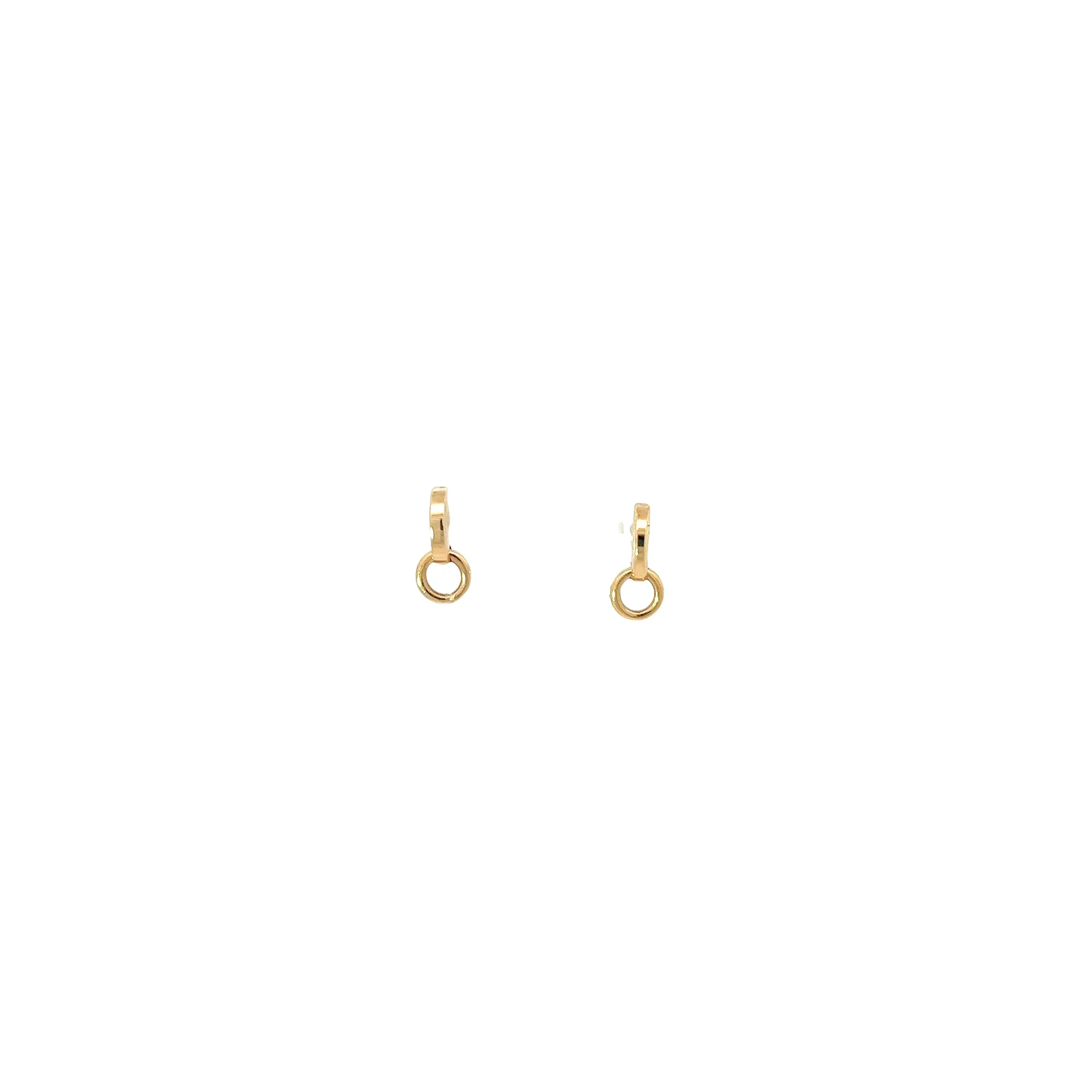 14K YELLOW GOLD 3D HALF DISK /LOOP STUD EARRING