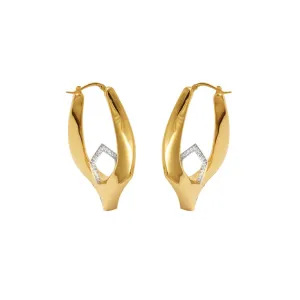 14K Yellow Gold and Diamond Innovoro® Lightweight Hoop Earrings