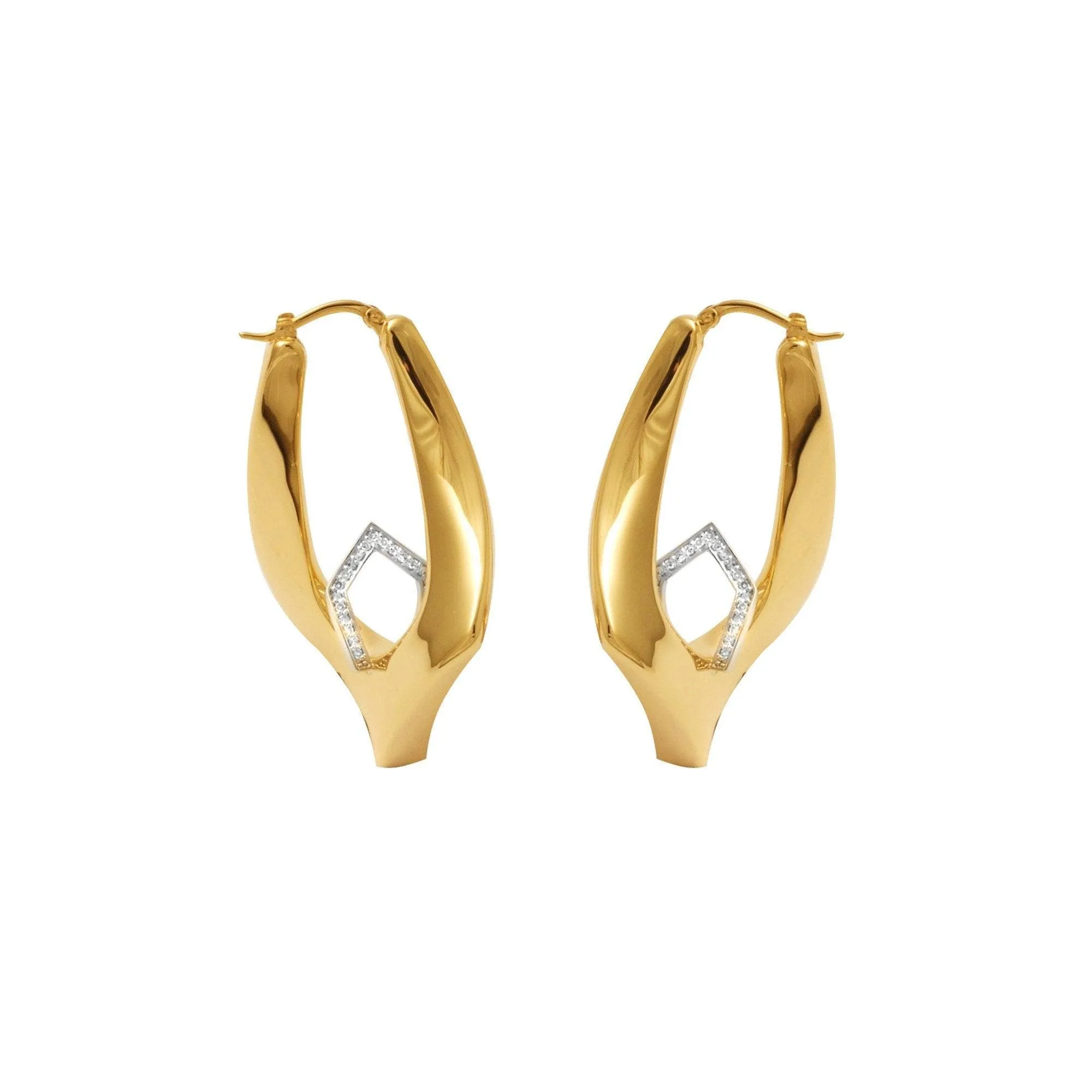 14K Yellow Gold and Diamond Innovoro® Lightweight Hoop Earrings