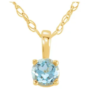14k Yellow Gold Chatham Aquamarine 14" Necklace