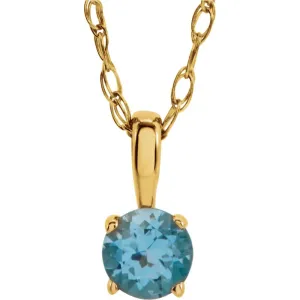 14k Yellow Gold Swiss Blue Topaz 14" Necklace