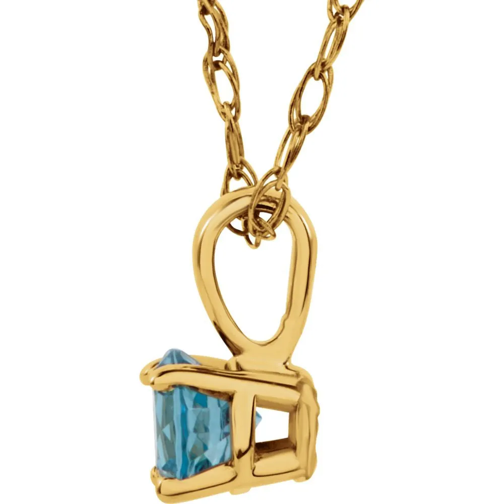 14k Yellow Gold Swiss Blue Topaz 14" Necklace