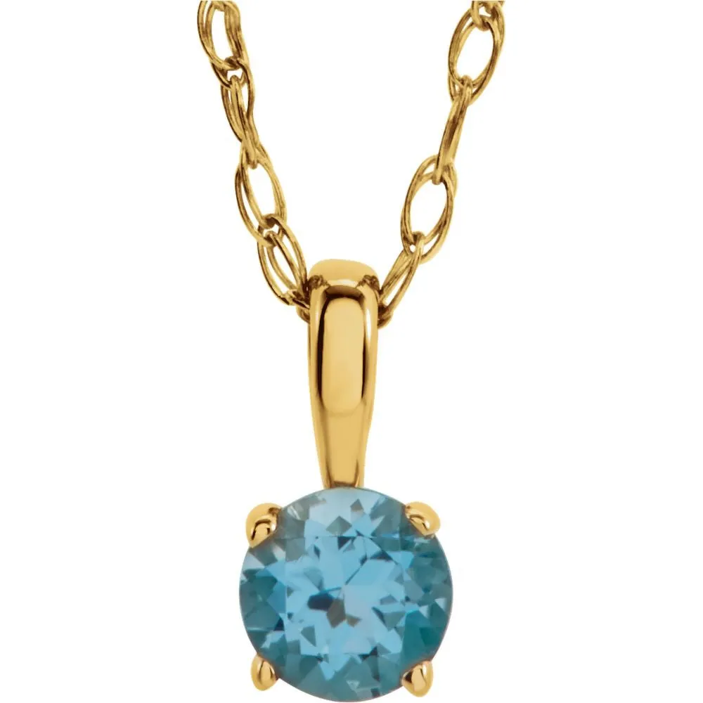 14k Yellow Gold Swiss Blue Topaz 14" Necklace