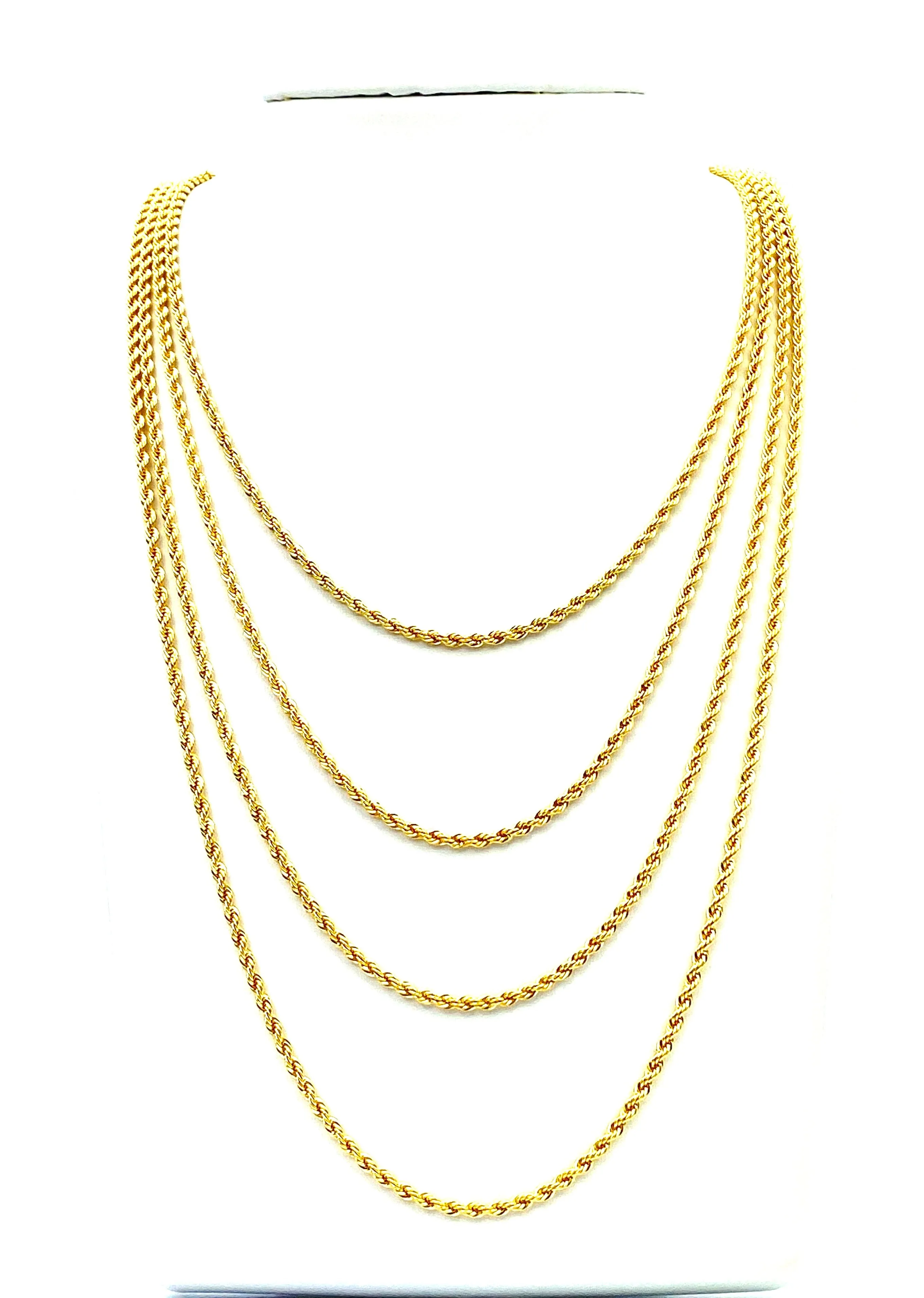 14KGF French Rope Chain Necklace 18” 20” 22” 24” , 2.5mm