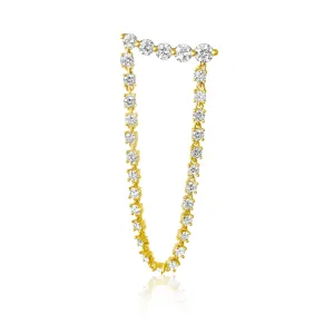 14KT Gold Diamond Bar Loop Earrings