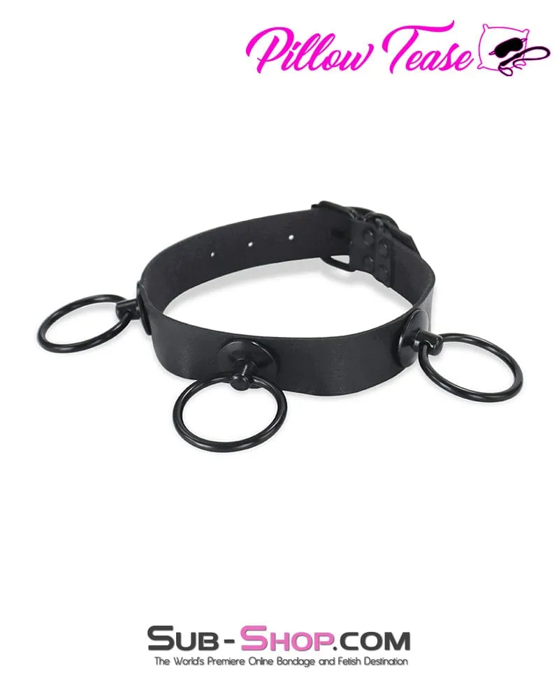 1713DL      Dark Restraint Black 3 Ring Collar with Black Hardware
