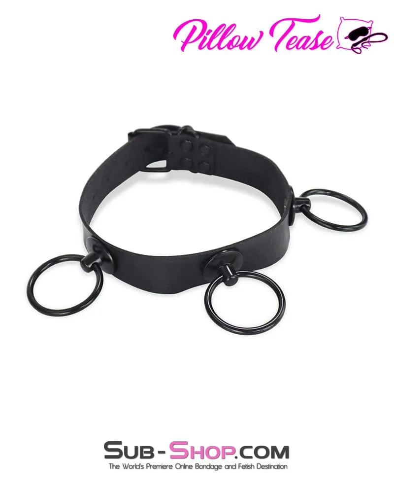1713DL      Dark Restraint Black 3 Ring Collar with Black Hardware