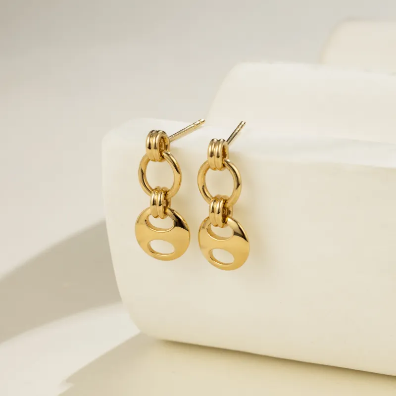 18K Gold Imprint H Loop Earrings