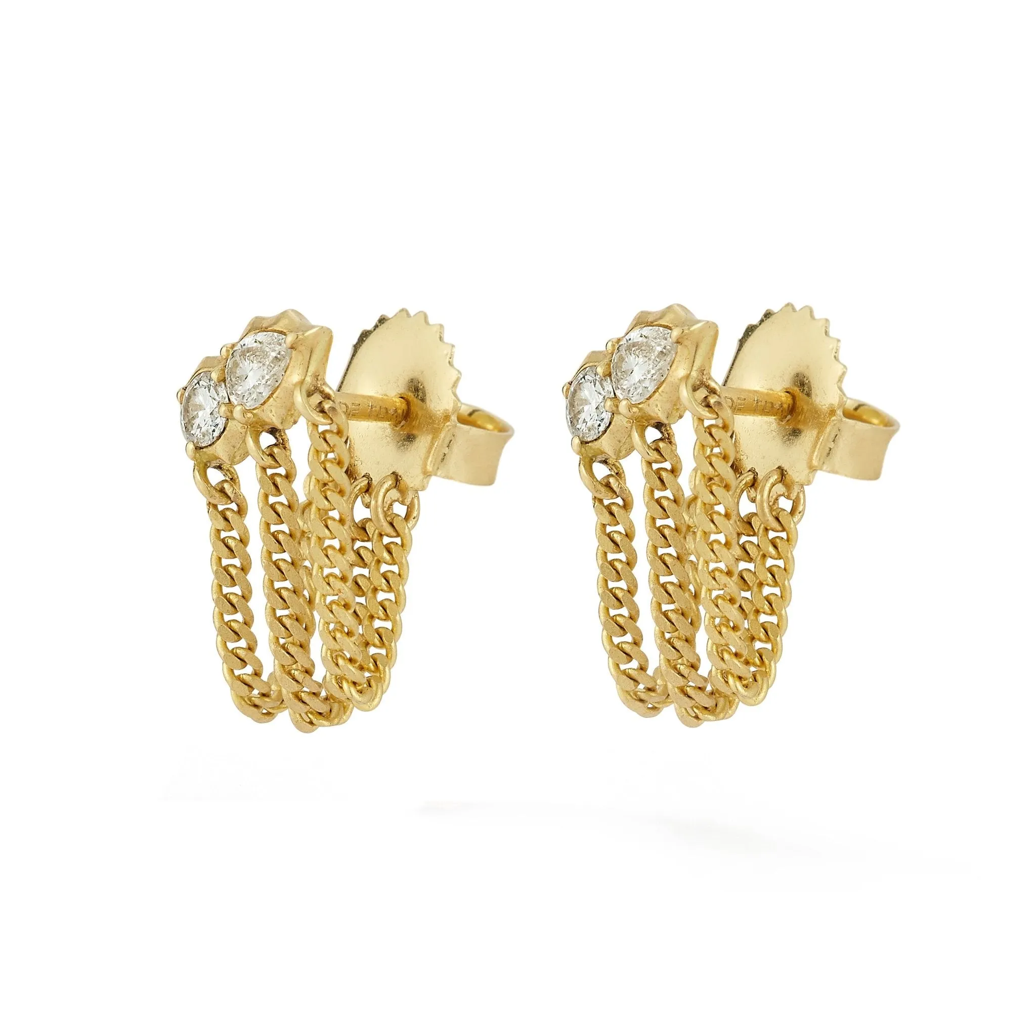 18K Gold "Posey" Diamond Chain Loop Post Earrings