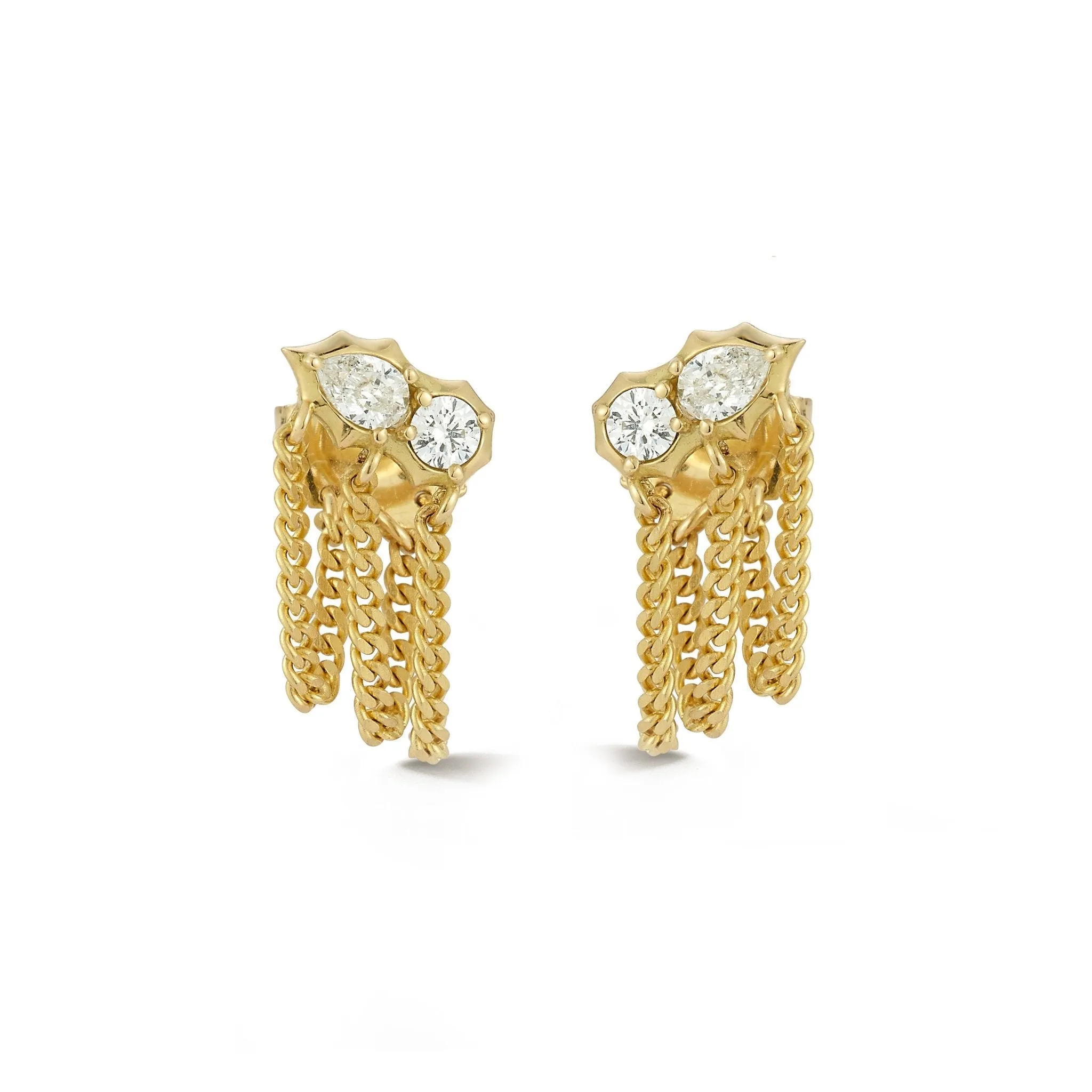 18K Gold "Posey" Diamond Chain Loop Post Earrings