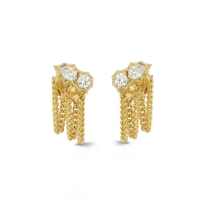 18K Gold "Posey" Diamond Chain Loop Post Earrings