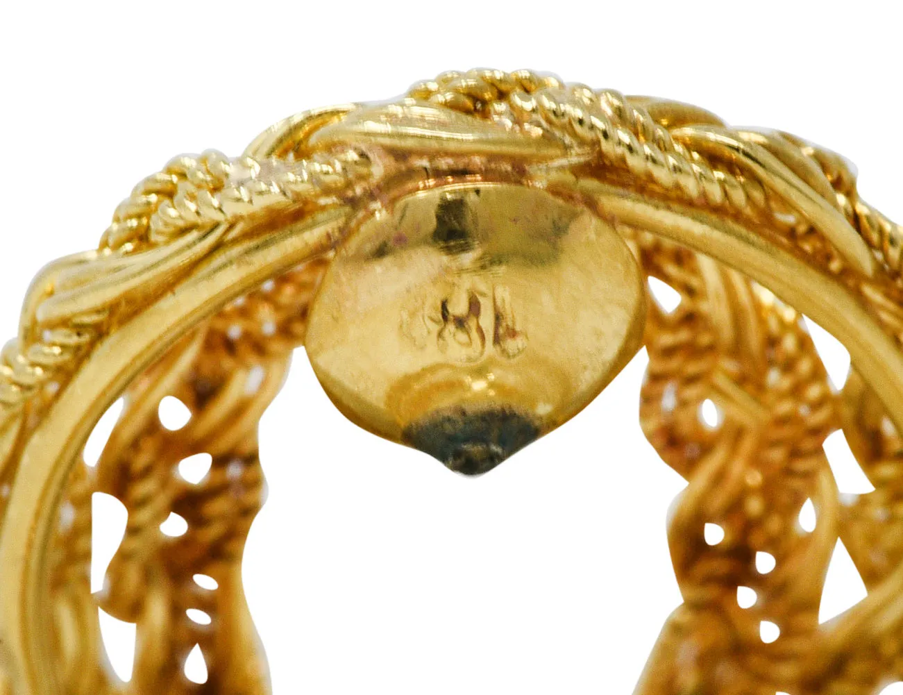 1980's Vintage 18 Karat Gold Braided Doorknocker Ear-Clip Earrings