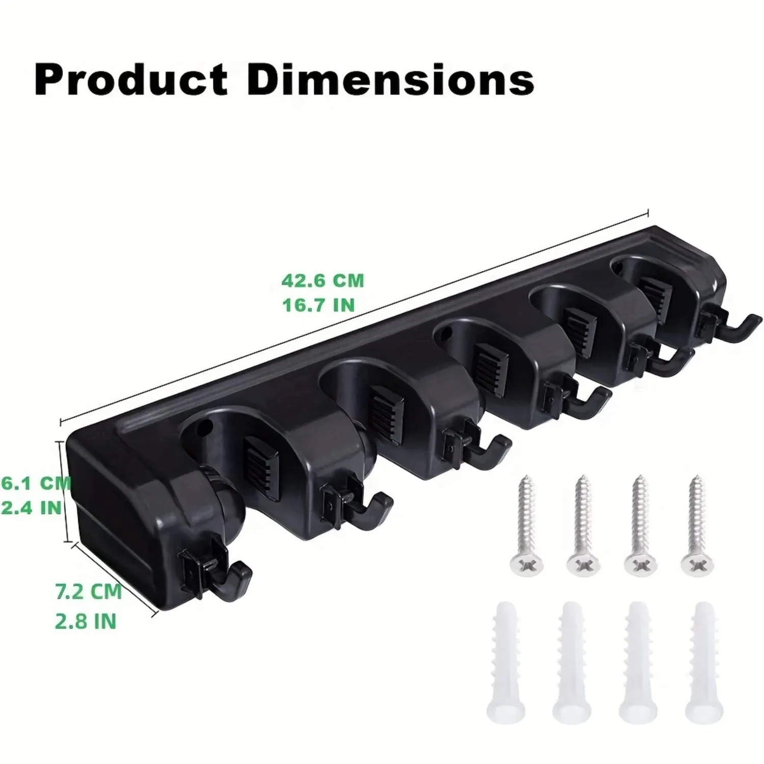 1pc Broom Holder, Wall Mounted Garden Tool Organizer,  Laundry Room, Closet, Shed, Garage Organization And  Utility Rack, 5 Slot