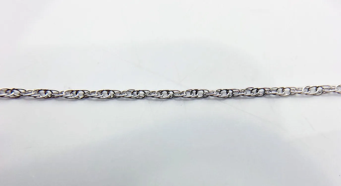 24" Sterling Silver Rhodium Finish Rope Chain 1.3mm